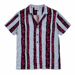 Vintage Surf 90s retro cabana resort shirt bold graphic stripe sky blue